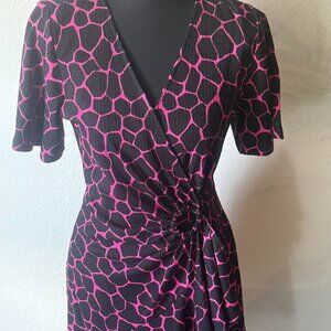 Michael Kors Pink and Black Midi Dress